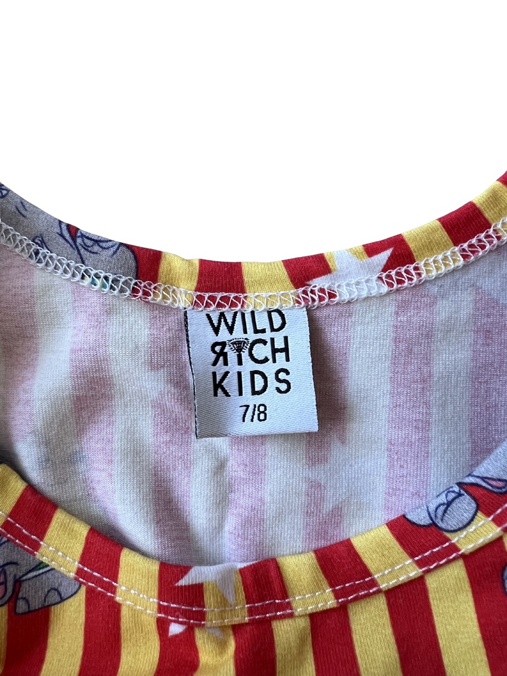 Wild Rich kids Girls Yellow and Red Striped Dumbo Print Skirt and Top Set - Picture 7 of 7